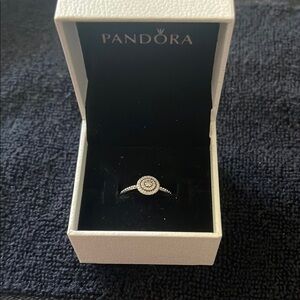 Pandora Silver Solitaire Ring with White Crystal